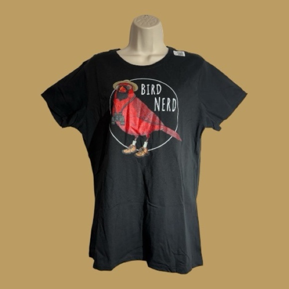 Port and Company Tops - Bird Nerd NWOT Unisex Black T-Shirt for Bird Lovers - Features Cardinal Size L